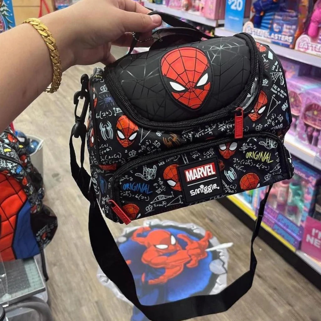 Smiggle Stylish Kids Lunch Box Bag | Double Layer, Insulated & Leakproof Tiffin for Boys & Girls | Cartoon Printed Lunch Carrier (Spiderman, Barbie, Hello Kitty, Marvel, Minecraft, Unicorn)