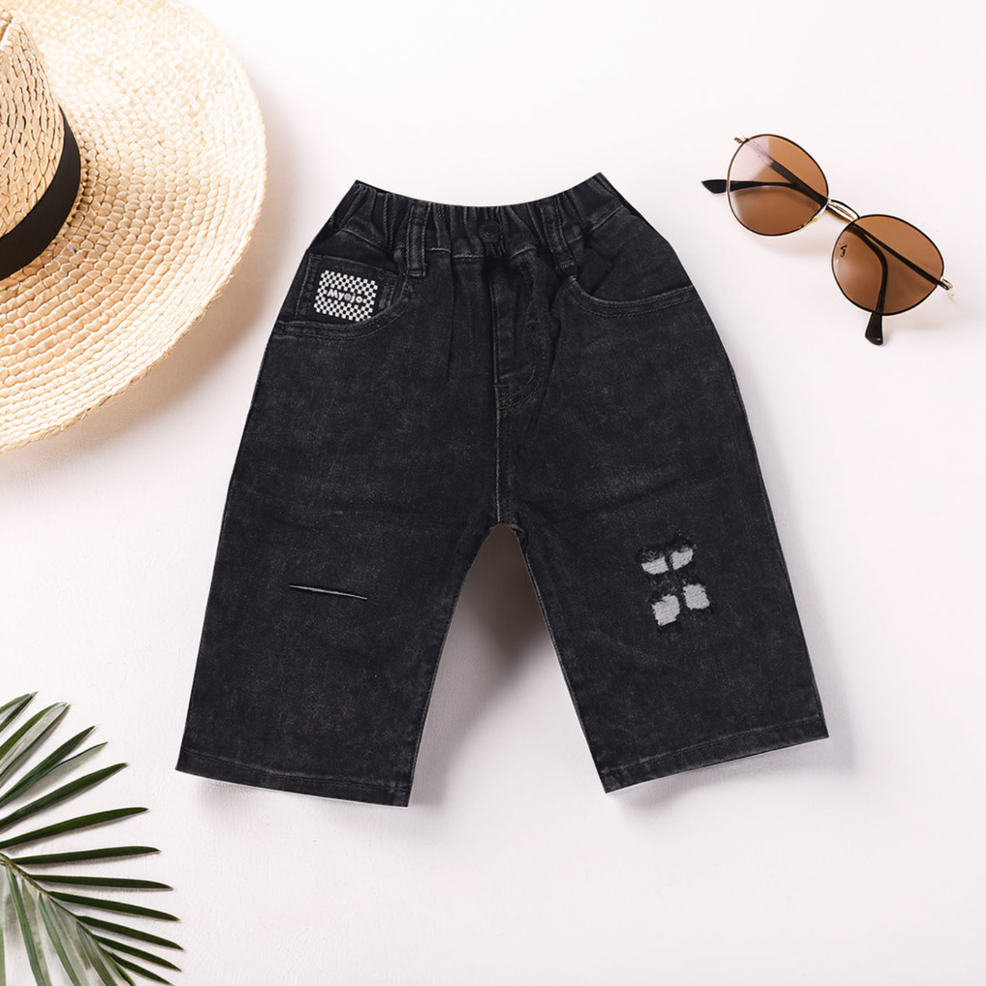 Girls' Distressed Black Denim Jeans