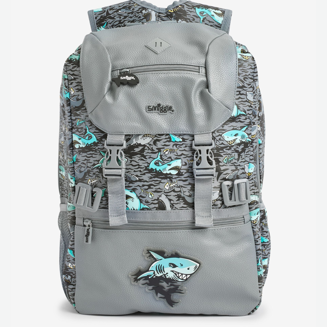🦈 Smiggle Wild Side Foldover Backpack – Shark Edition | 22L