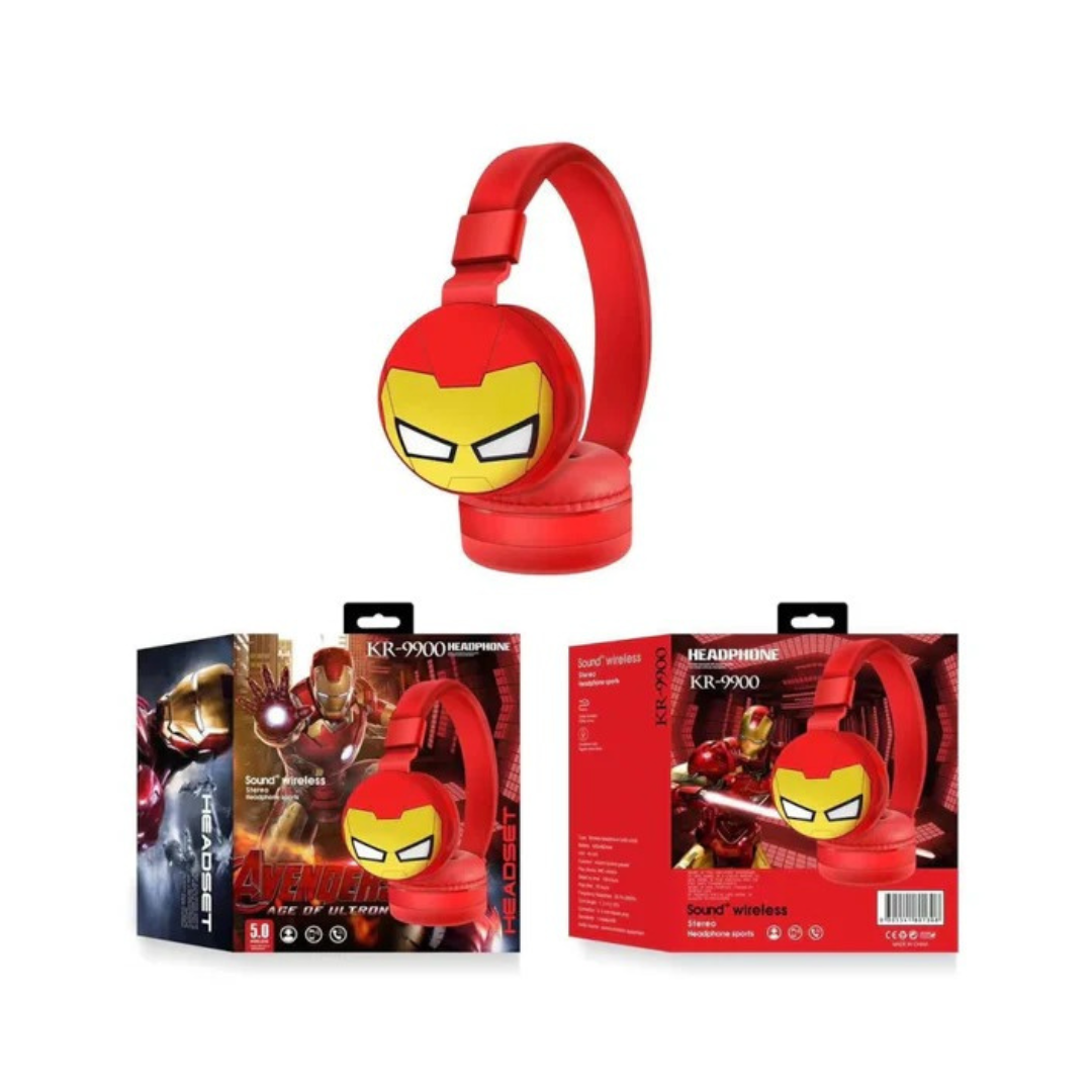 🎧 Iron Man Wireless Bluetooth Headset for Kids – Red & Gold Edition 🦸♂️🔥