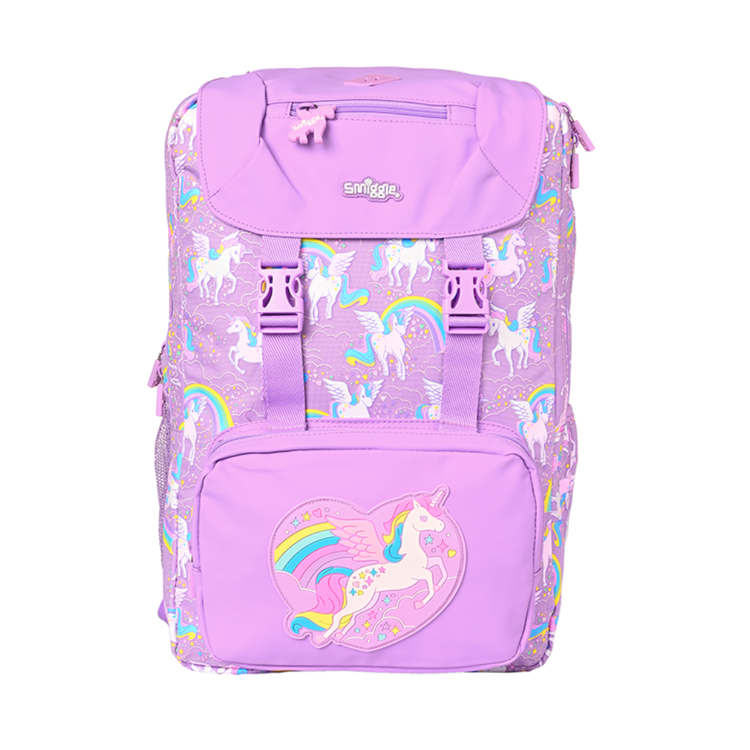 š¦āØ Smiggle āLimitless Explorerā Foldover Backpack | Glitter Pink Unicorn | 22L