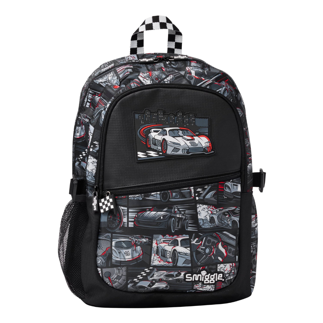 🖤🏎️ Smiggle® Sport Car Limitless Classic Attach Backpack | Approx. 17.8L | 42cm | 3Y+ 🚦💼