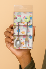 Cute Cupcake Handle Spoons – Set of 2 | Decorative Mini Dessert Spoons for Kids & Gifting