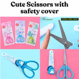 Paper cutting stainless steel craft sccissor with safety cover (Pack of 3)