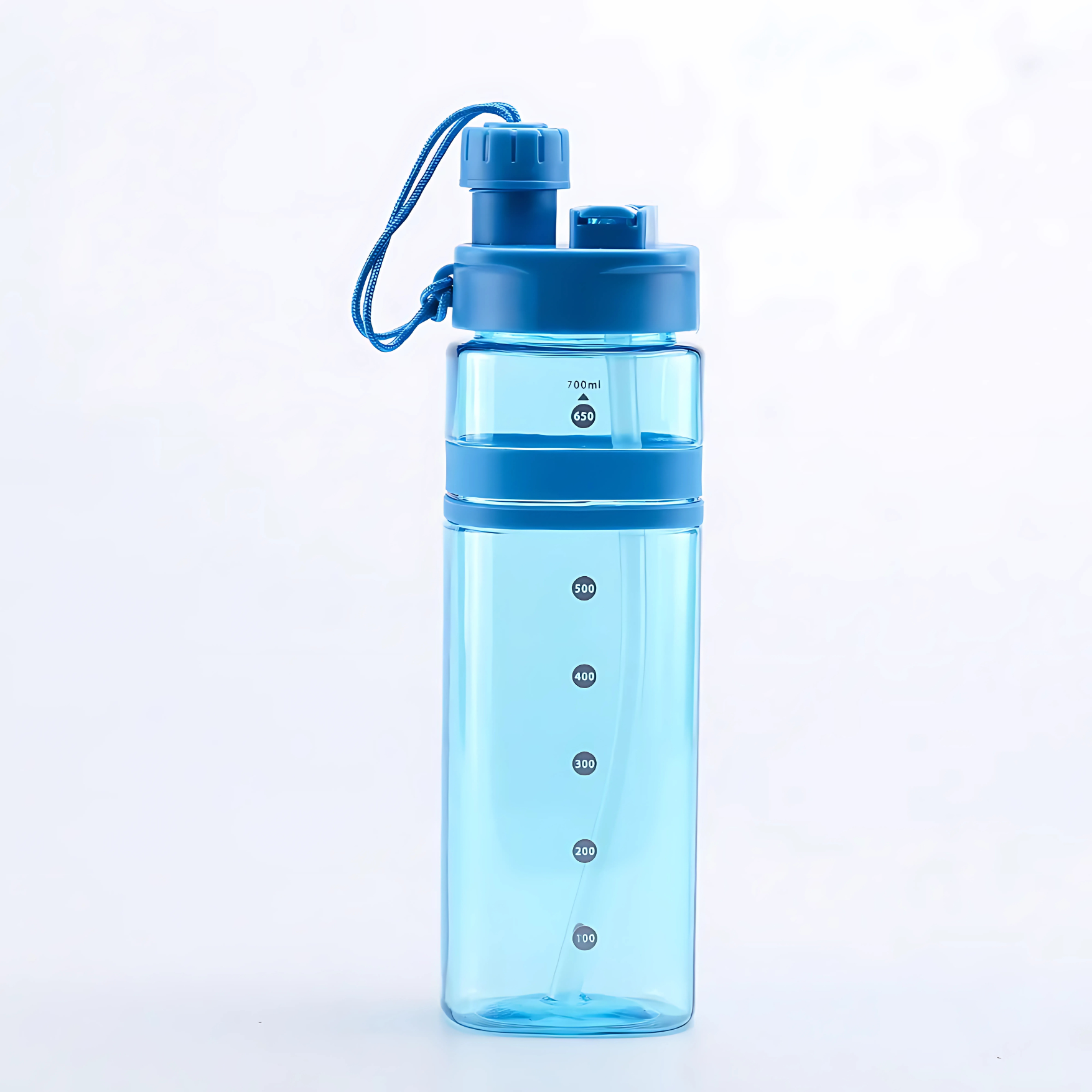 Square Shaped Water Bottle with Straw - 710ml - Pack of 1