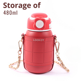 Elegant Looking Water Bottle - Stylish Pearl Necklace Connected with Adjustable Strip - 480ml - Pack of 1