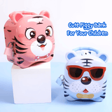 Cute Tiger Money Saving Piggy Bank with Lock For Kids