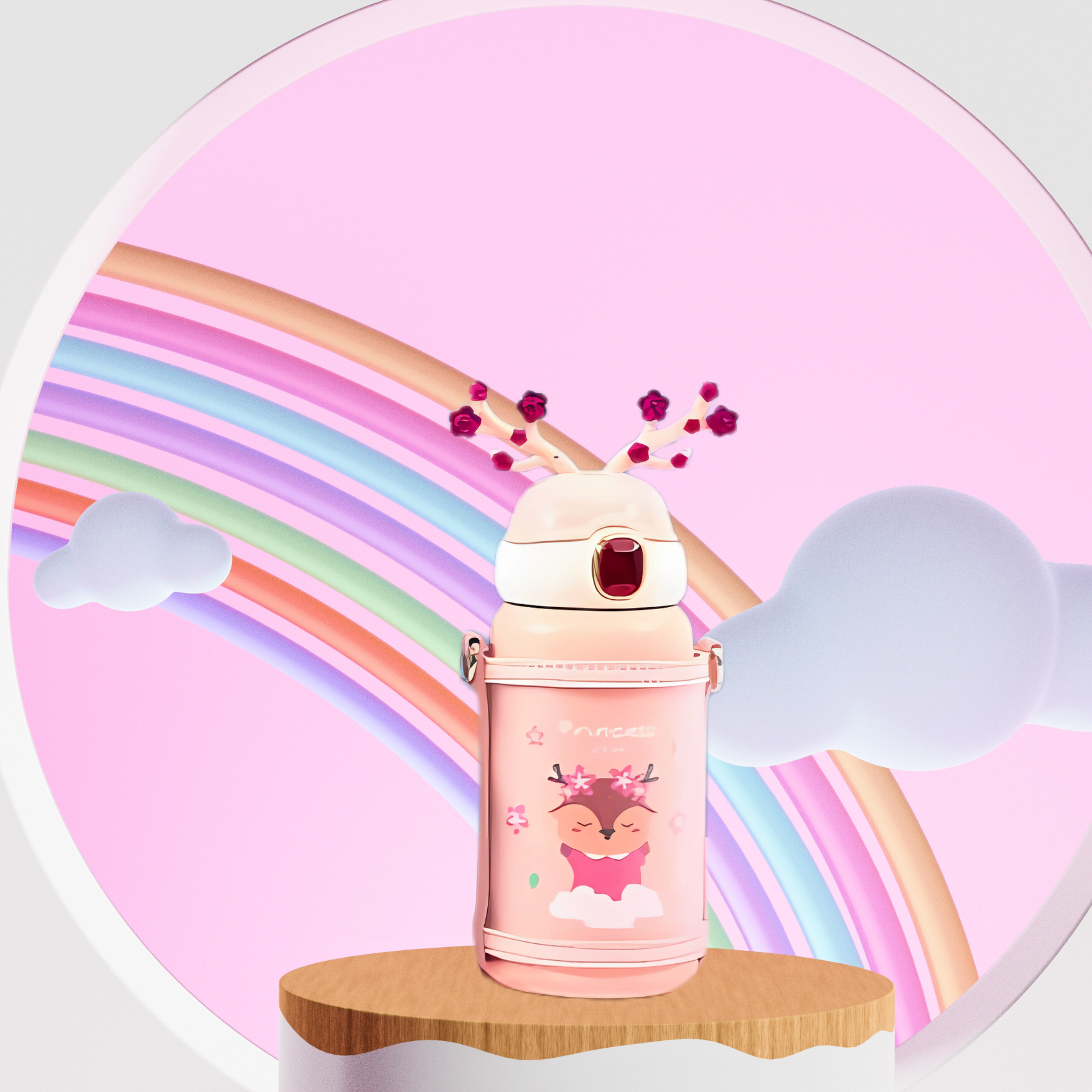 Stylish and Elegant Water Bottle with Vacuum Insulation - Reindeer Shaped (550ml) - Pack of 1