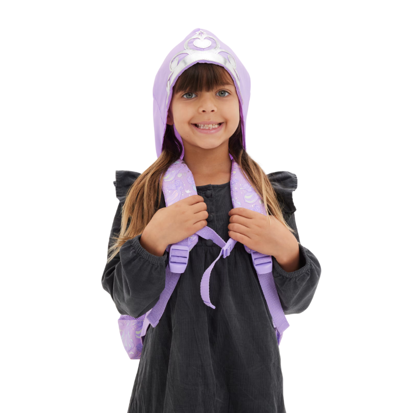 👑✨ Smiggle x Disney Junior Princess Hoodie Backpack – Lilac | Approx. 13.5L Capacity | 14.4 Inches | 3Y+