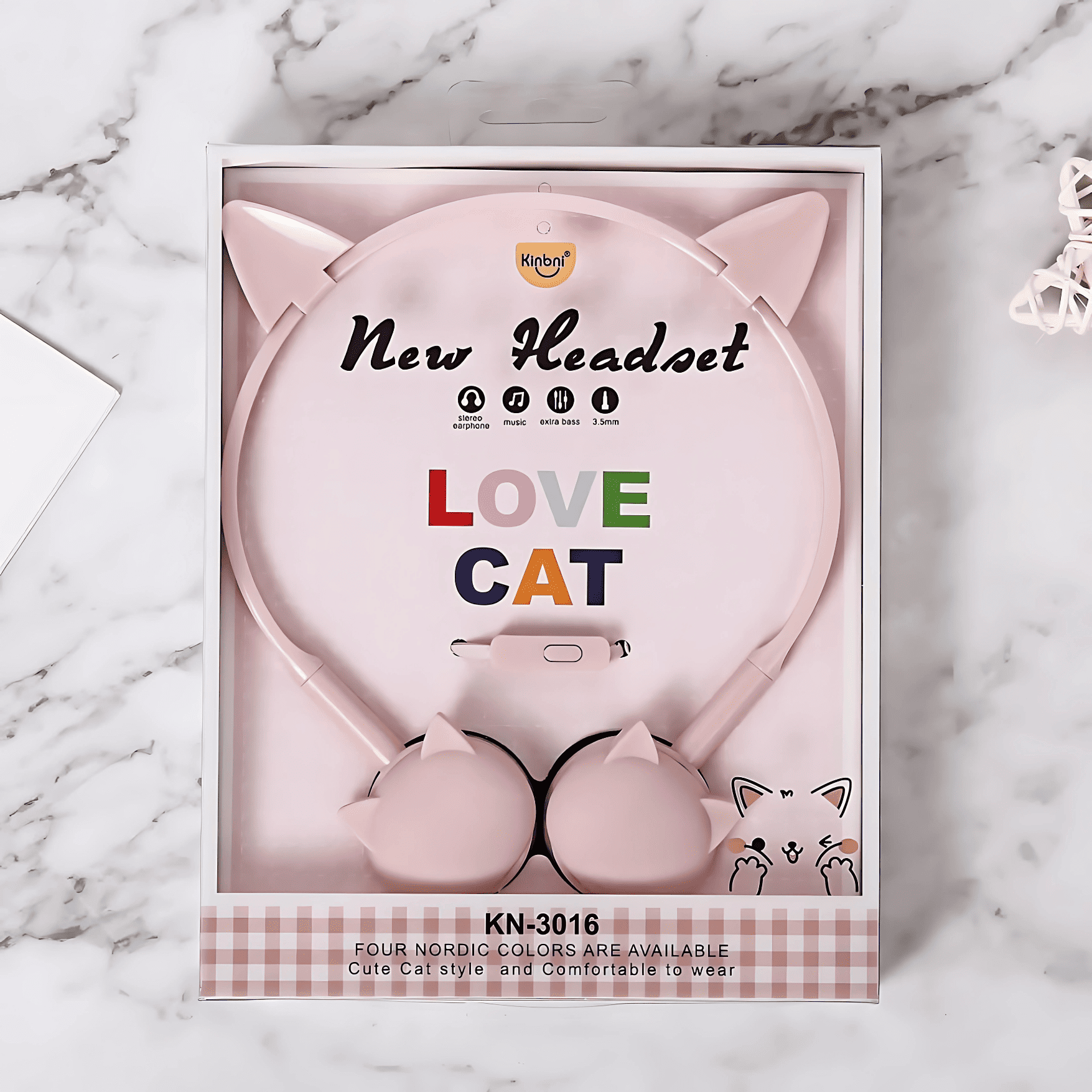 Cute Cat Ear Headphones with LED Lights & Tangle-Free Cord for Kids