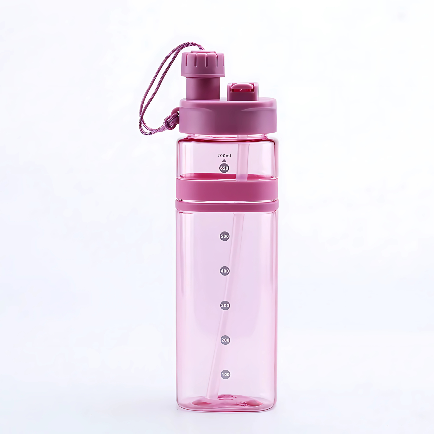 Square Shaped Water Bottle with Straw - 710ml - Pack of 1