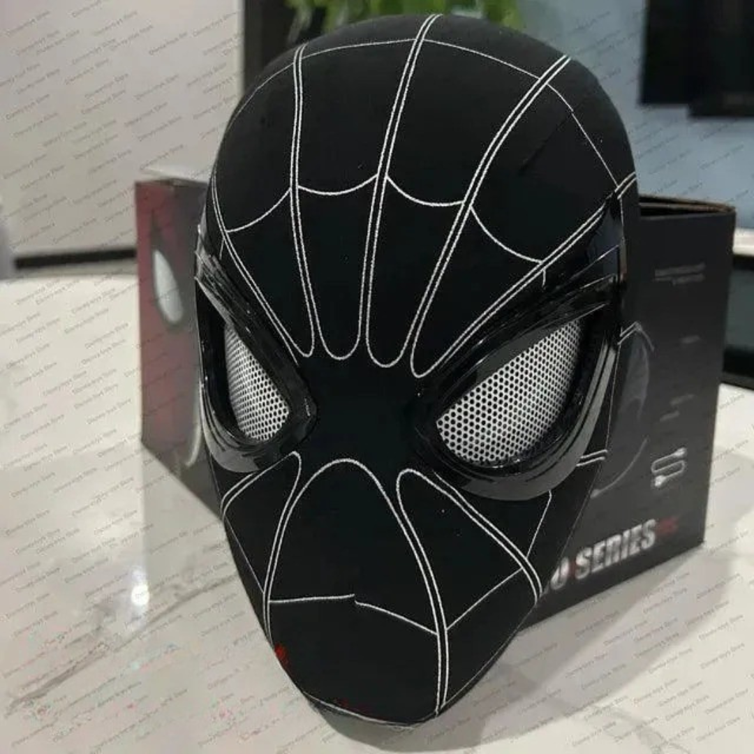 SpiderVision Luxe Mask | Black Color | Spider-Man Mask with Moving Eyes for Realistic Cosplay