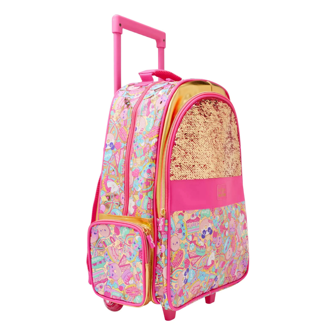 🎀✨ Smiggle All Stars Light & Roll Trolley Backpack – Gold & Pink Edition ✨🎀 | Approx. 18L