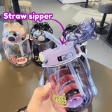 Leak-Proof Cartoon Water Bottle with Straw & Shoulder Strap – 550ml - Pack of 1 hu
