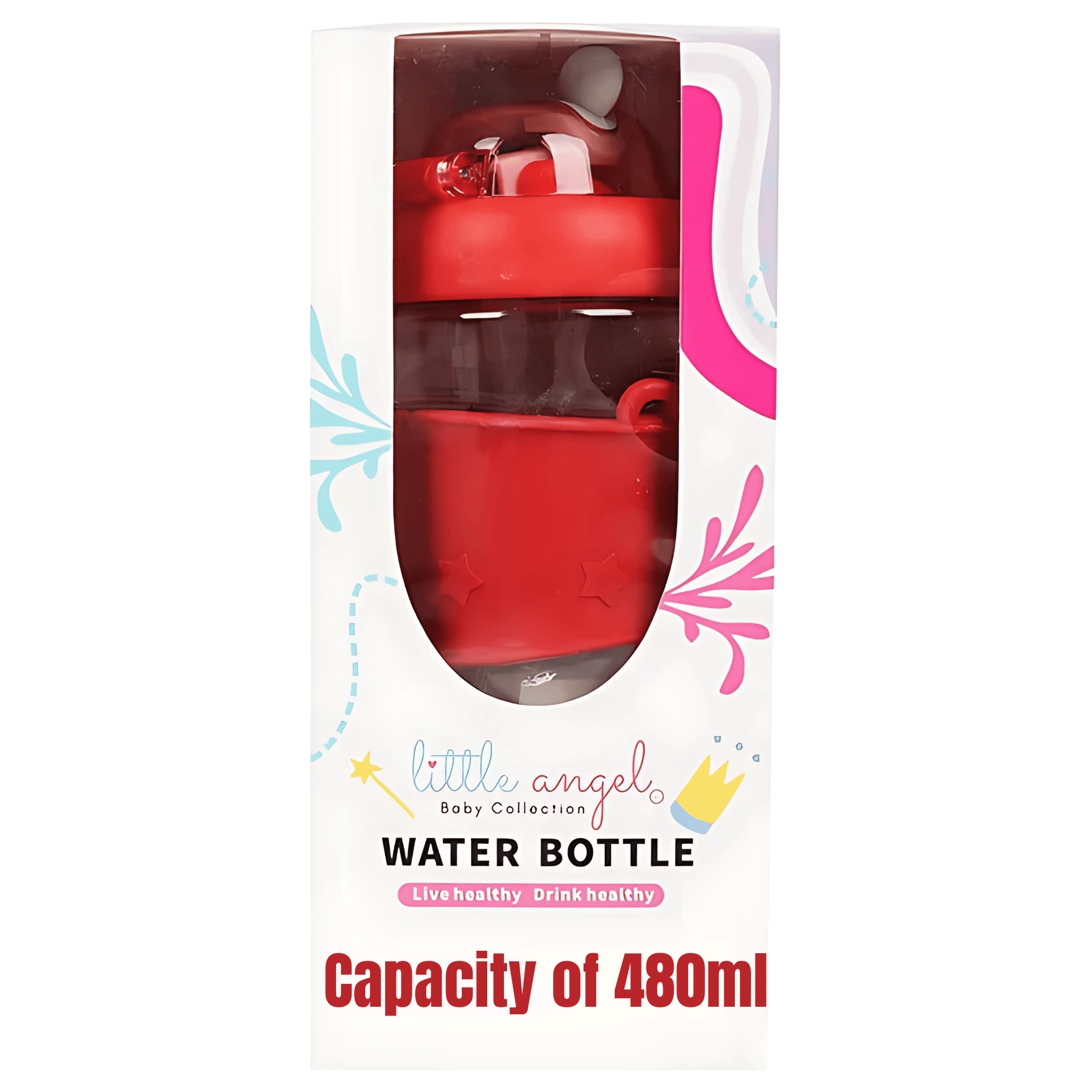 Kids Water Bottle with Straw – 480ml Capacity - Pack of 1