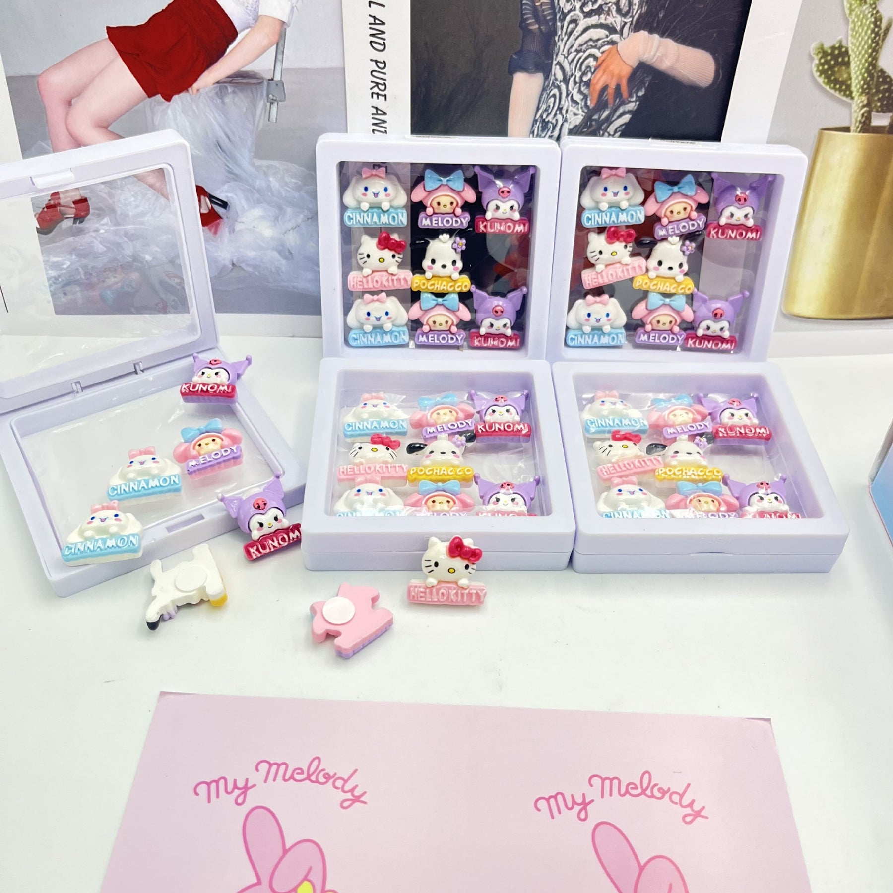 Panda and Kuromi and Capybara Charms | Kuromi & Goth Vibes Hair Accessories Set | Kawaii Bunny & Ice Cream Resin Charms Set