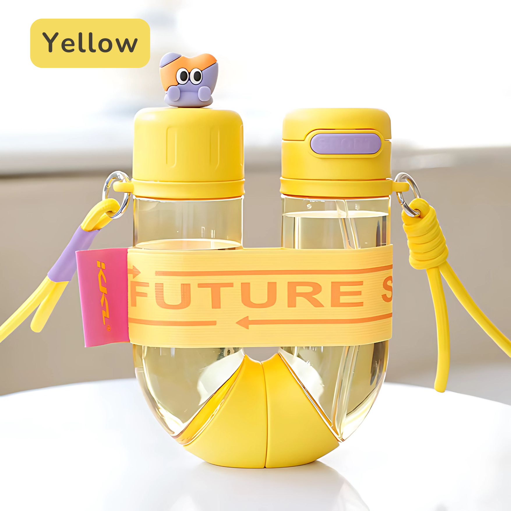 U-Shaped Dual Detachable Compartment Sports Water Bottle - 800ml(400ml each) - Pack of 1