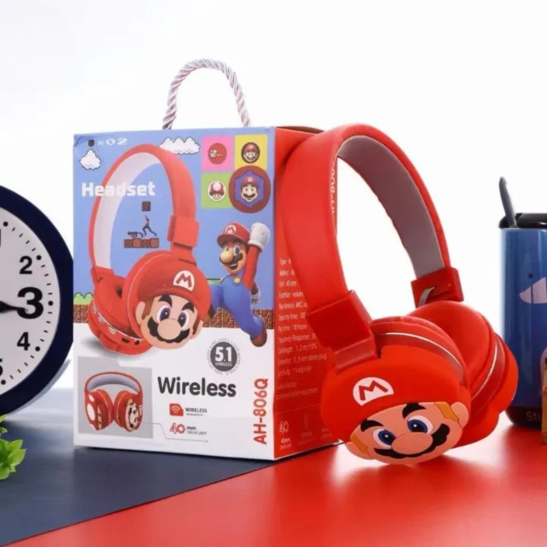🎧 Super Mario Wireless Bluetooth Headset for Kids – Red & Blue Edition 🎮⭐