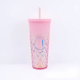 Studded Embossed Water Bottle with Straw - 720ml - Pack of 1