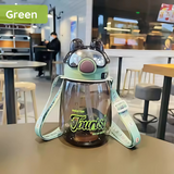 Leak-Proof Cartoon Water Bottle with Straw & Shoulder Strap – 550ml - Pack of 1 hu