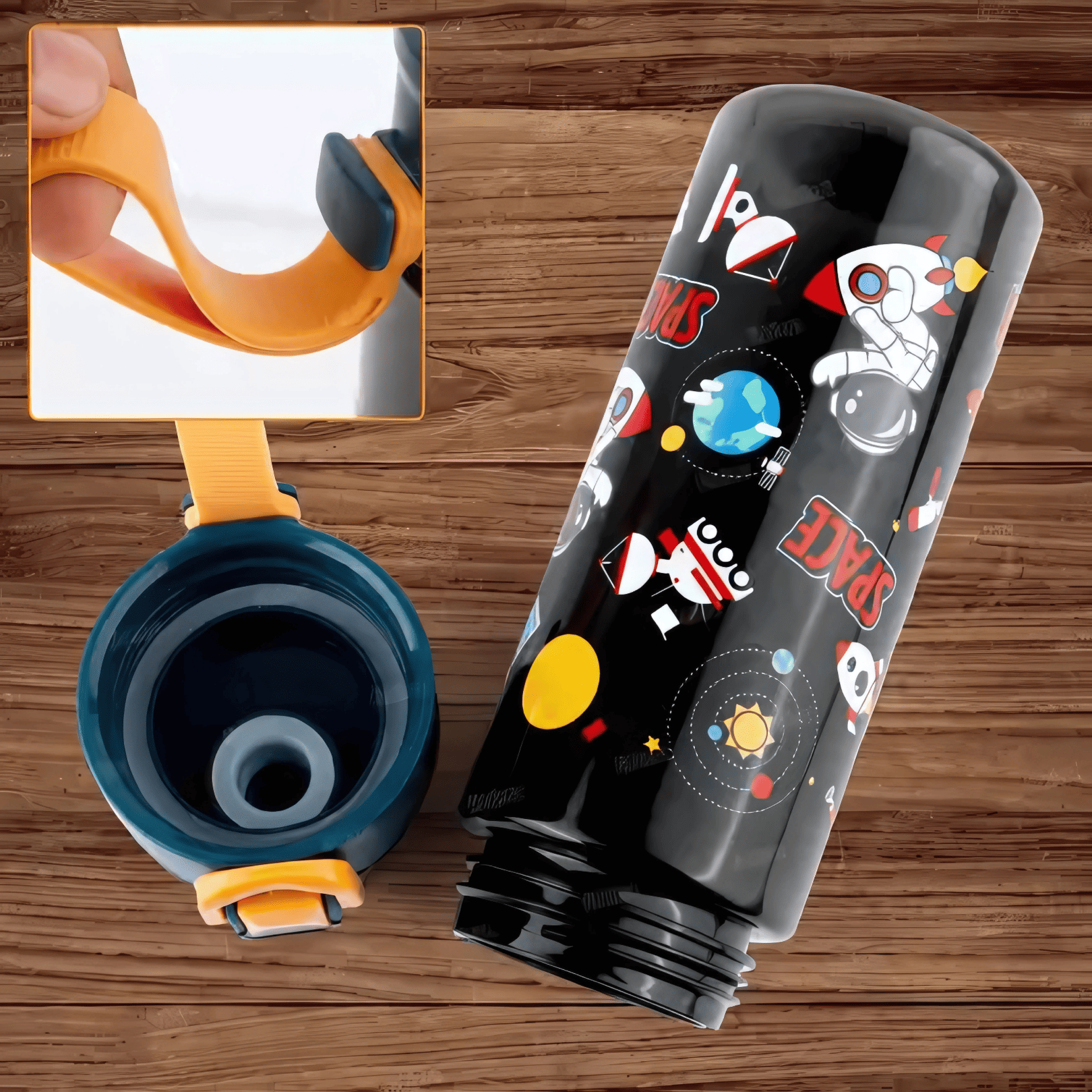 Water Bottle With Sipper Space Design Theme For Kids Anti-Leak Astronaut Kids 600 ml Bottle - Pack of 1