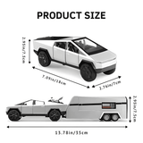 Cybertruck Toy Trucks with RV Motorcycle Cybertquad Alloy Die-cast Model Car Pickup Truck 1/32 Toy Race Cars with Sound and Light - 6+ AGE