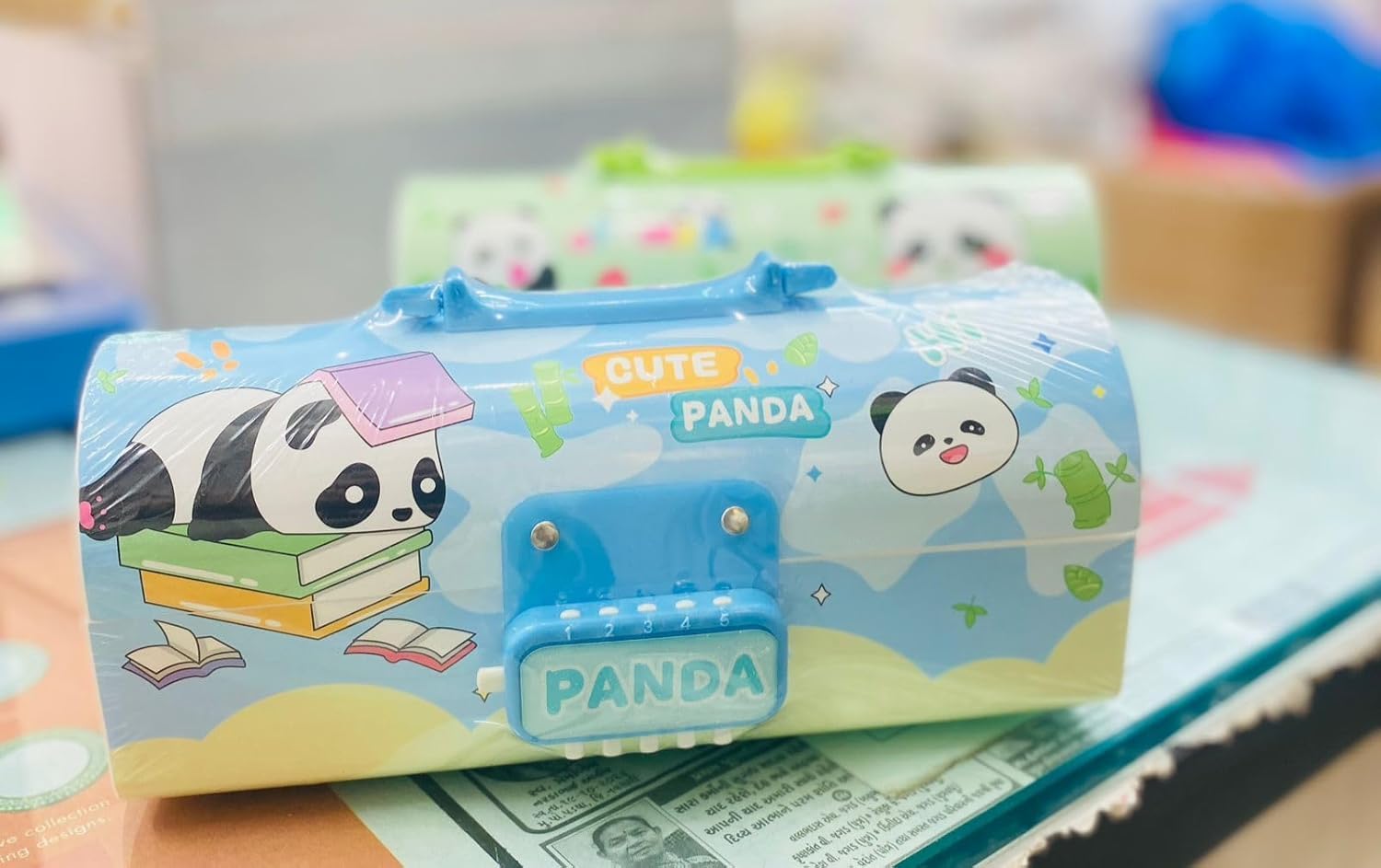 Stylish Password Lock Pencil Box for Kids – Multilayer Plastic Cartoon Pen Case (Unisex)