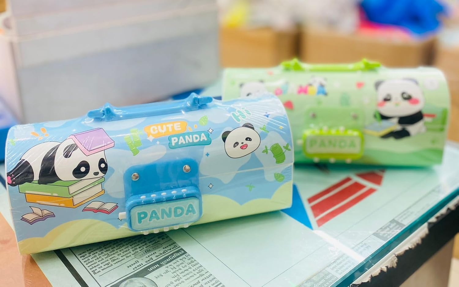Stylish Password Lock Pencil Box for Kids – Multilayer Plastic Cartoon Pen Case (Unisex)