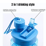 Square Shaped Water Bottle with Straw - 710ml - Pack of 1