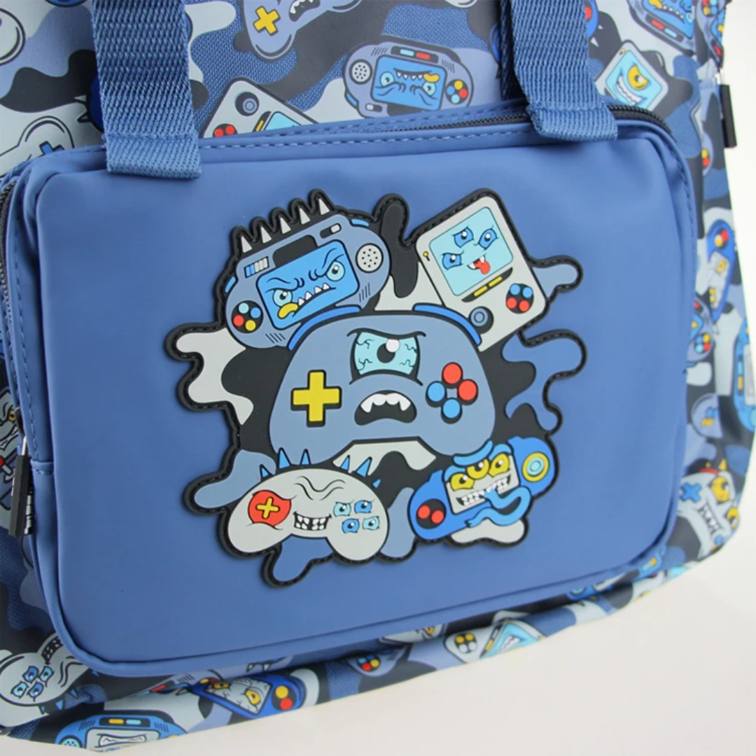 🎮 Smiggle Foldover Backpack – Video Games Blue Edition | 18" | Ages 3+