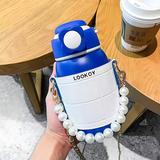 Elegant Looking Water Bottle - Stylish Pearl Necklace Connected with Adjustable Strip - 480ml - Pack of 1