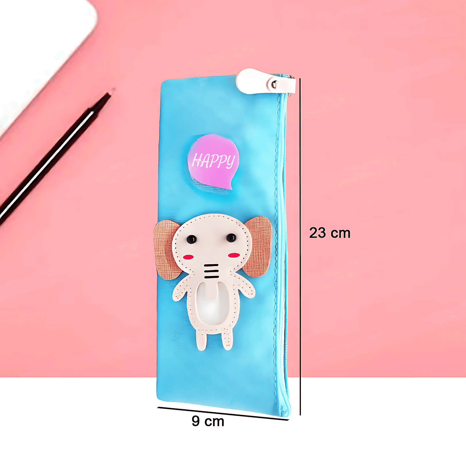 Cute Elephant Printed Zipper Pouch For Kids