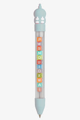 Pack of 5 Cute Alphabet Bead Gel Pens for Kids | 0.7mm Smooth Writing | Multicolor Ink with Animal Caps
