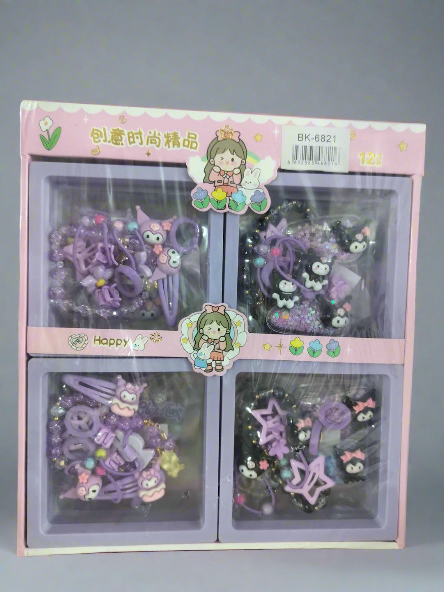 Panda and Kuromi and Capybara Charms | Kuromi & Goth Vibes Hair Accessories Set | Kawaii Bunny & Ice Cream Resin Charms Set