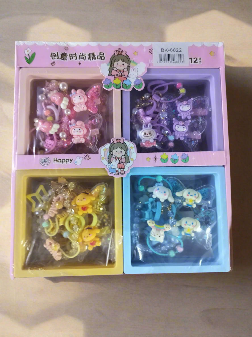 Panda and Kuromi and Capybara Charms | Kuromi & Goth Vibes Hair Accessories Set | Kawaii Bunny & Ice Cream Resin Charms Set