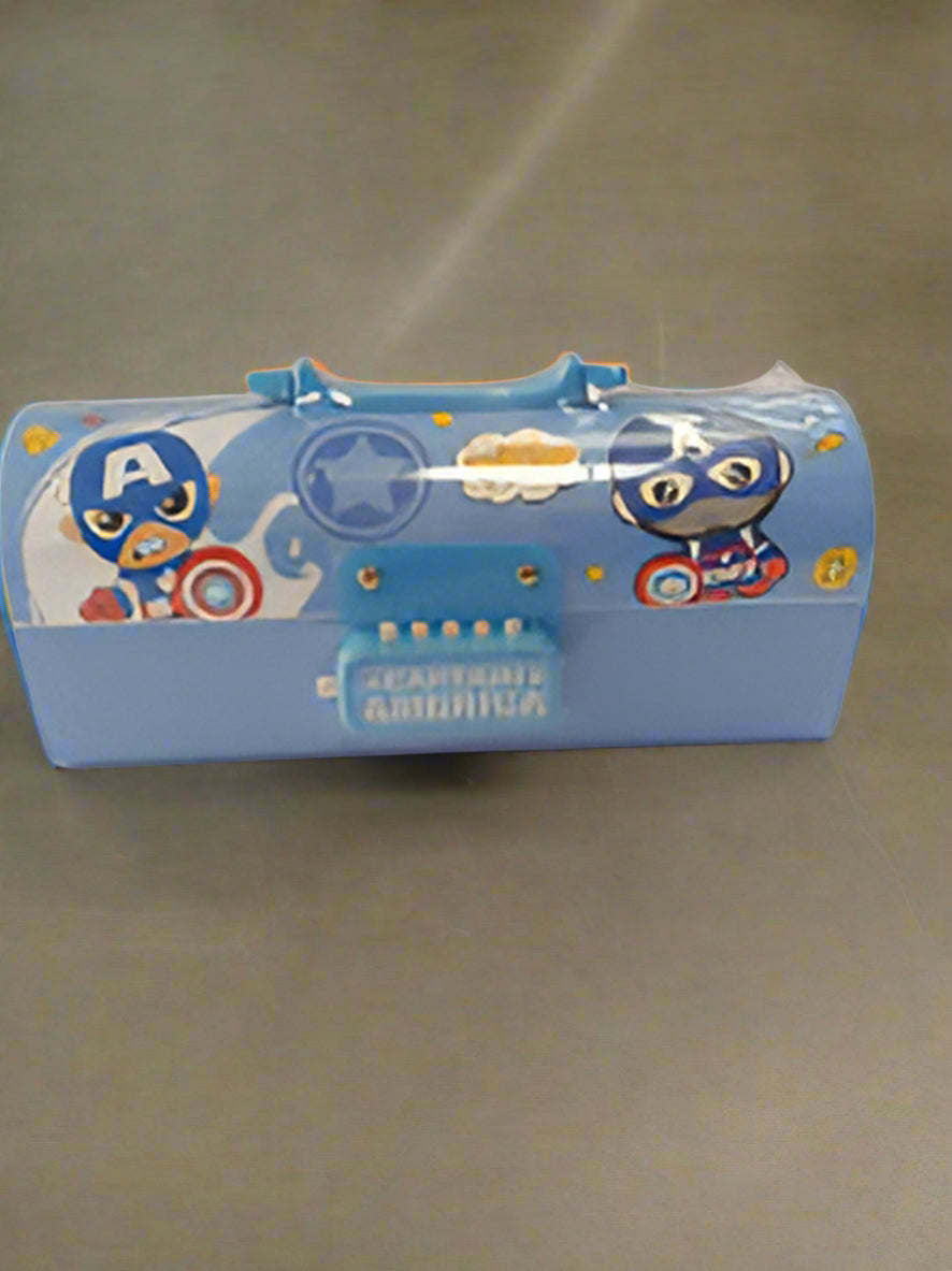 Cartoon character-themed pencil case on a white surface