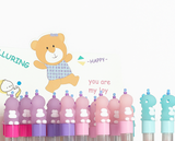 Pack of 5 Cute Alphabet Bead Gel Pens for Kids | 0.7mm Smooth Writing | Multicolor Ink with Animal Caps