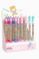 Pack of 5 Cute Alphabet Bead Gel Pens for Kids | 0.7mm Smooth Writing | Multicolor Ink with Animal Caps