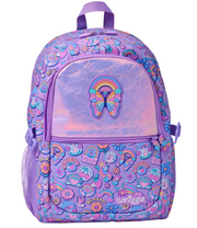 Smiggle Lilac Butterfly & Rainbow Backpack – Kids School Bag with Fun Prints and Iridescent Front Pocket