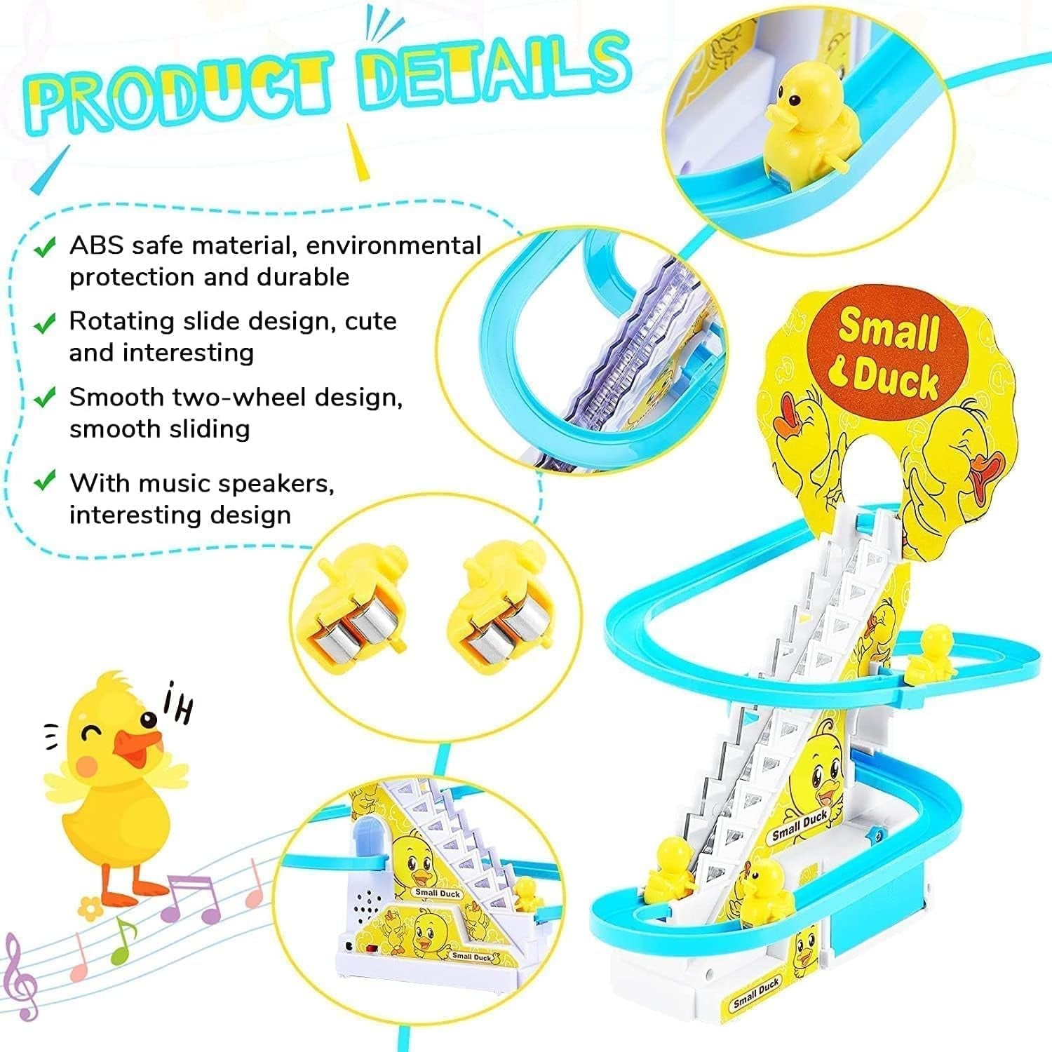 Running Duck Dancing Toy for Babies | Duck Race Track with Light & Sound | Climbing Duck Toy Gift for 6+ Months Kids