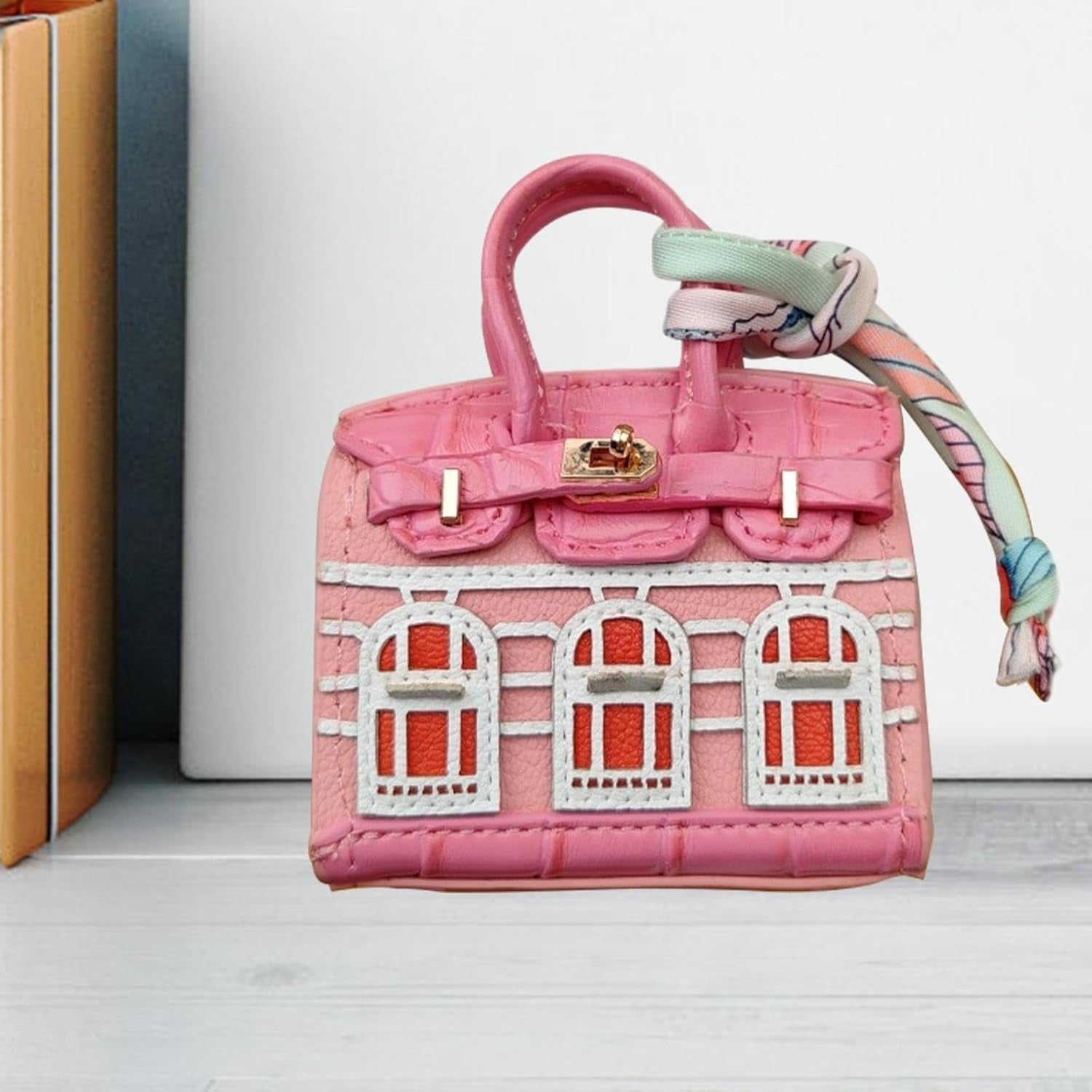 Mini House Design Leather Pouch – AirPods Case, Key Organizer & Mini Beauty Wallet