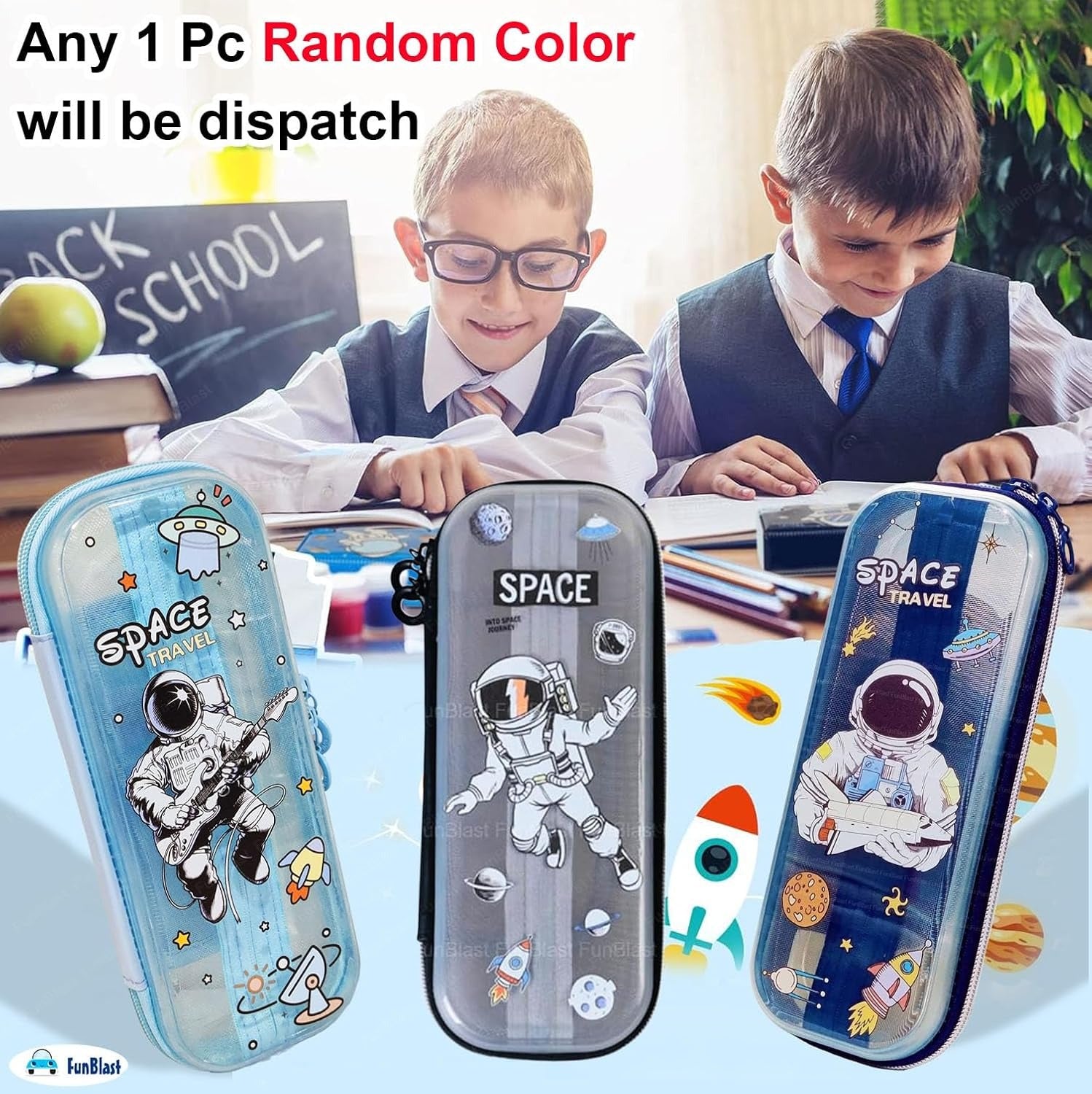Space Travel Astronaut Pencil Case – Hard Shell Stationery Organizer for Kids & Students