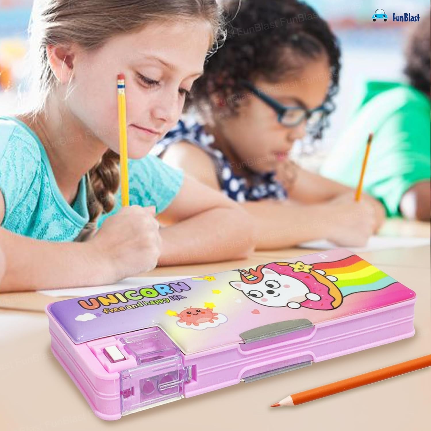 Multifunctional Magnetic Pencil Box with Sharpener for Kids – Space, Dinosaur & Unicorn Designs