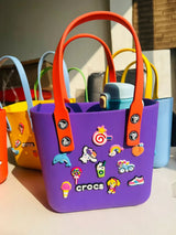 Crocs Medium Beach Bag – Stylish Silicone Tote with Charms