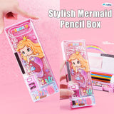 Magical Cartoon Pencil Box for Kids – Mermaid, Unicorn, Space & Dino Designs