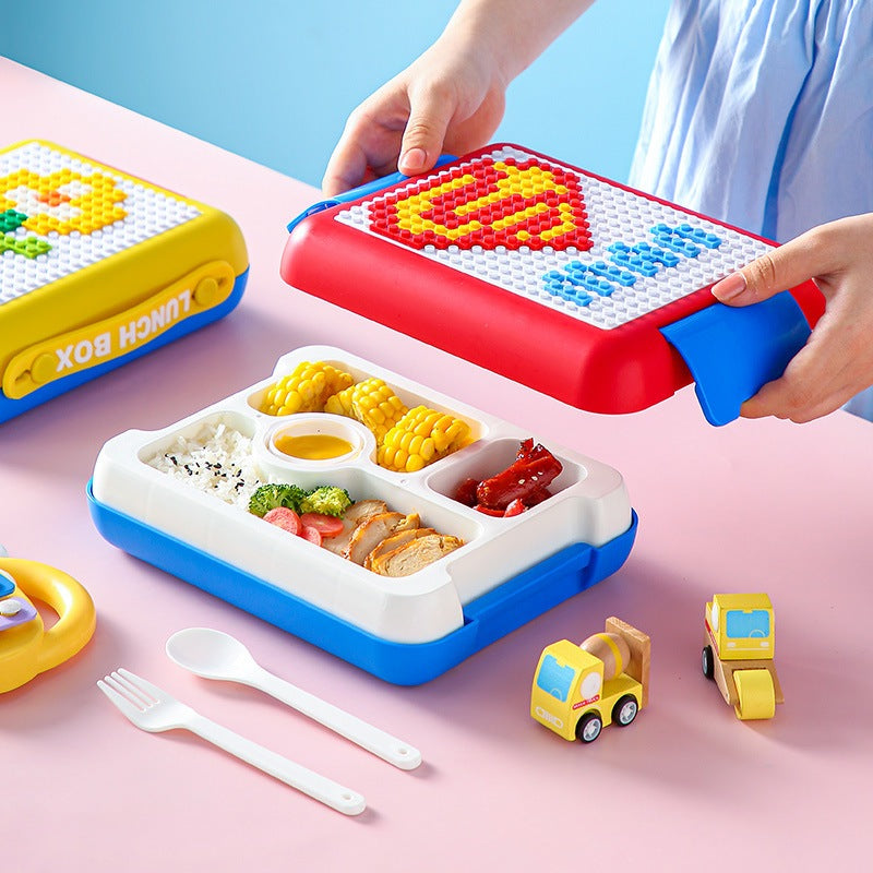 Blocks Design Lunch Box – 800ml | Red & Yellow Color