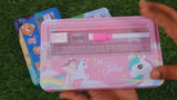 Double Layer Metal Pencil Case With Stationery Set For Kids (Pack of 1)
