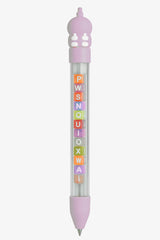 Pack of 5 Cute Alphabet Bead Gel Pens for Kids | 0.7mm Smooth Writing | Multicolor Ink with Animal Caps
