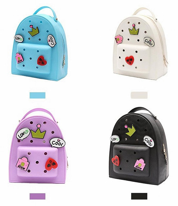 Silicone Jelly Mini Backpack – Small Size | Lightweight, Waterproof Bag for Women, Boys & Girls | Pool, Beach, Gym Use | Customizable with Charms | Easy to Clean (Black)