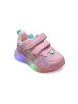 Unisex Kids Printed PU Sneakers – Pink with Velcro Fastening